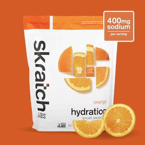 Dosette de poudre Skratch Labs Hydration Orange pour préparation rapide.