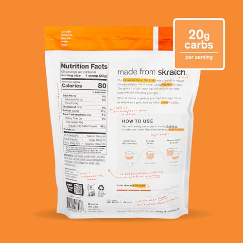 Poudre Skratch Labs Hydration versée dans l’eau pour boisson sportive.