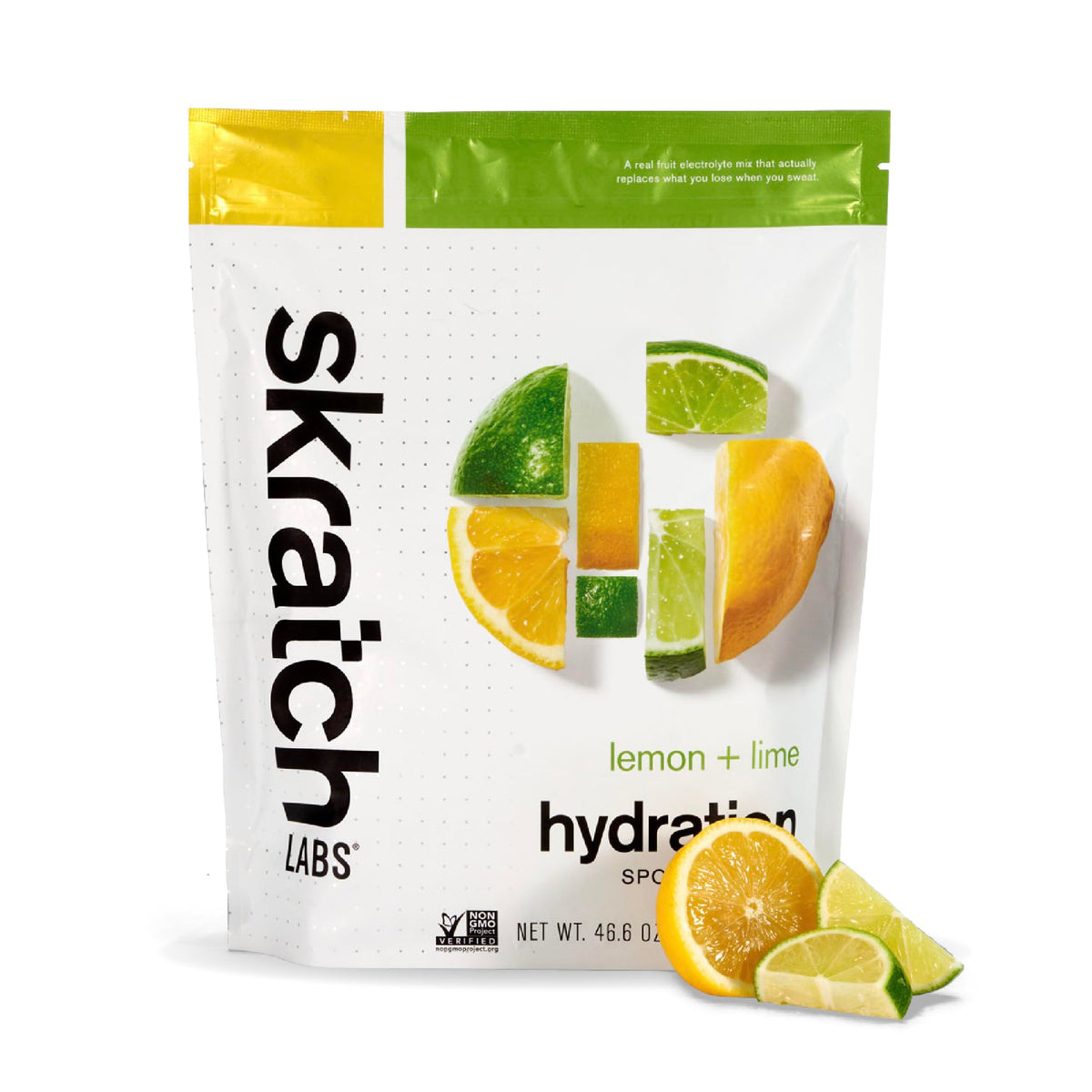 Skratch Labs Poudre d'hydratation citron-lime dans une bouteille, goût frais et énergie pendant l'effort
