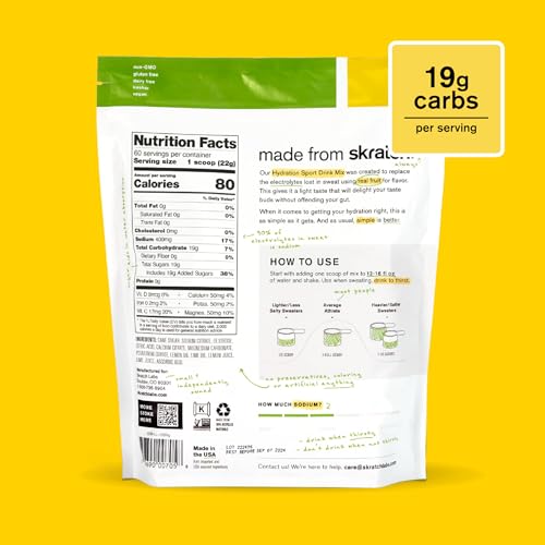 Étiquette citron-lime de Skratch Labs Hydration, goût naturel et énergie légère