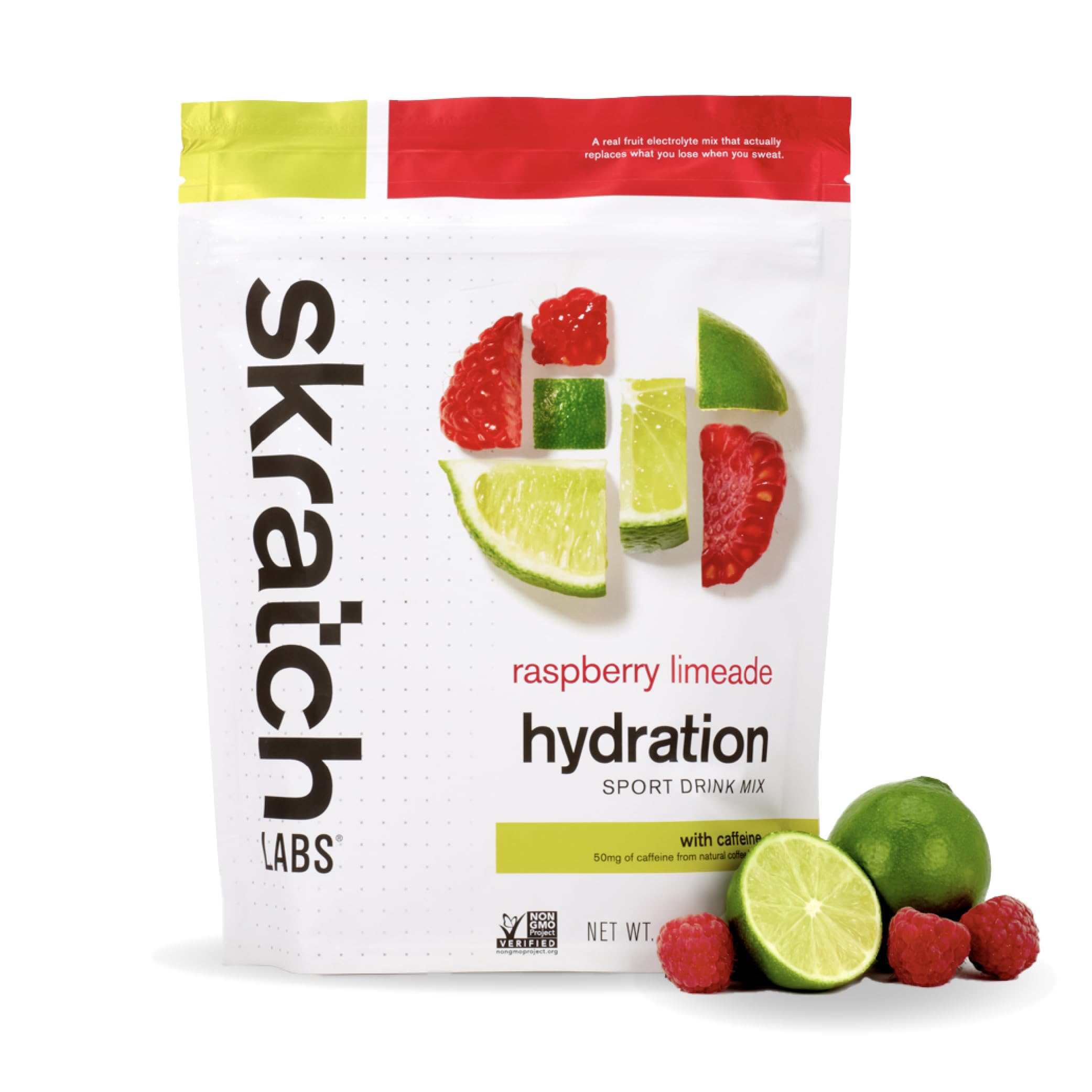 Skratch Labs Hydration poudre framboise-limeade cafeine, boisson hydratante pour endurance et focus