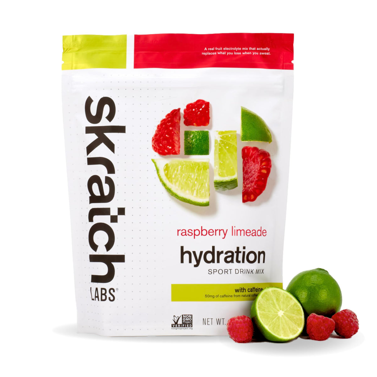 Skratch Labs Hydration poudre framboise-limeade cafeine, boisson hydratante pour endurance et focus