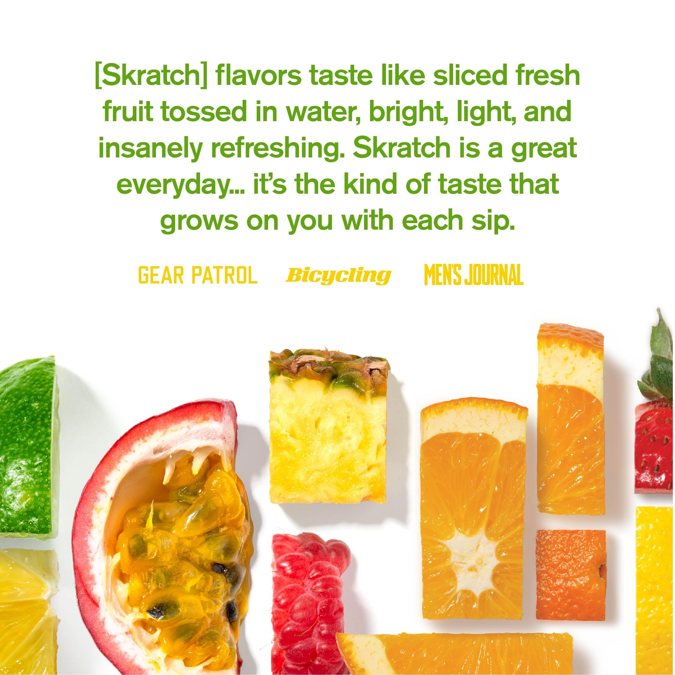 Skratch Labs poudre hydratation goût fruits naturels pour énergie durable.
