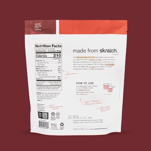 Skratch Labs Récupération – Mélange Fraises-Crème dans l'eau, goût rafraîchissant.