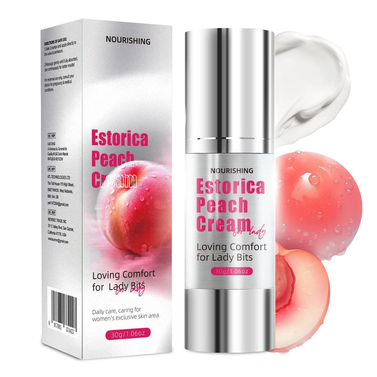 SKSOYT Estorica Peach Comfort Cream – bouteille 30 ml, hydratation douce