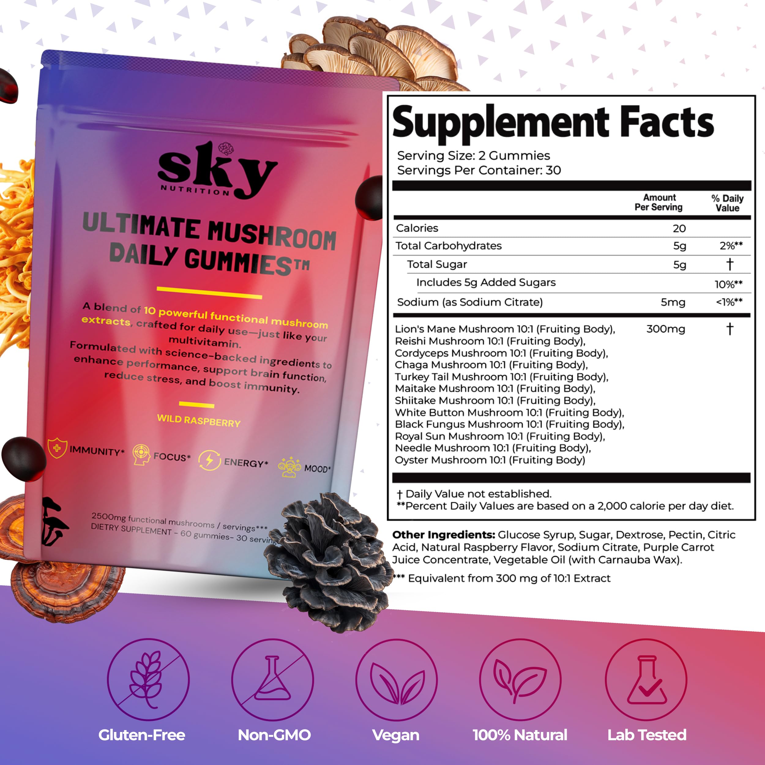 Gomme framboise SKY NUTRITION offrante une texture agréable.