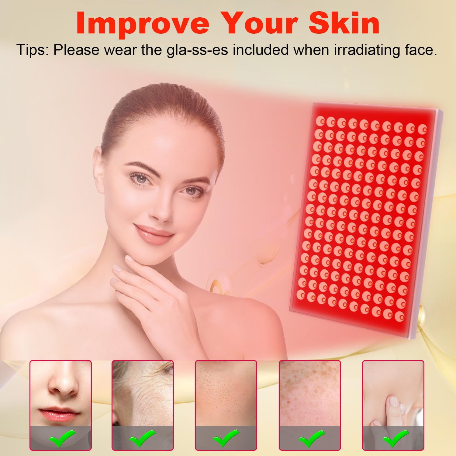 Diodes LED 660nm rouge pour traitement ciblé sur le visage.