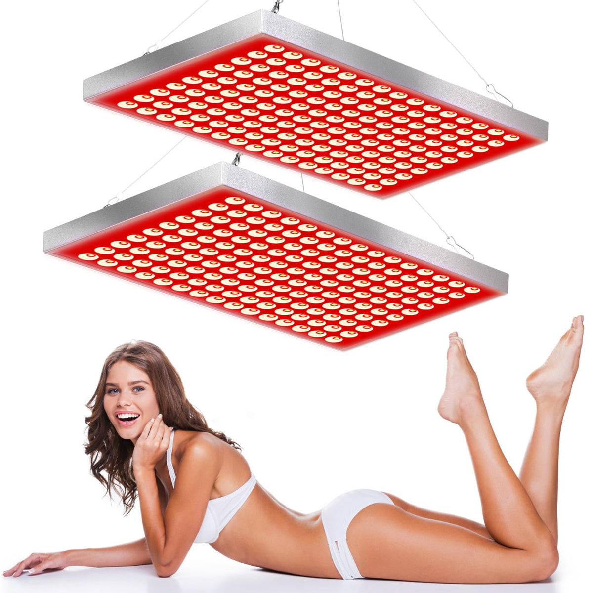Lampe Skylaxy rouge à deux panneaux avec support, idéal pour l'utilisation à domicile.