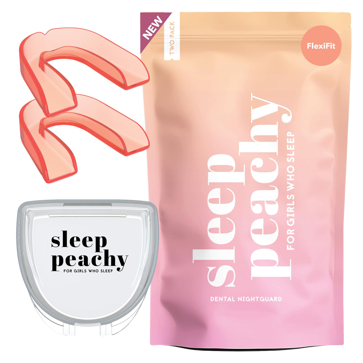Sleep Peachy FlexiFit emballage rose, prêt pour une nuit confortable.