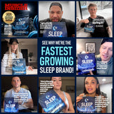 Sleep Protein emballage design – présentation pratique et esthétique sur table de nuit.