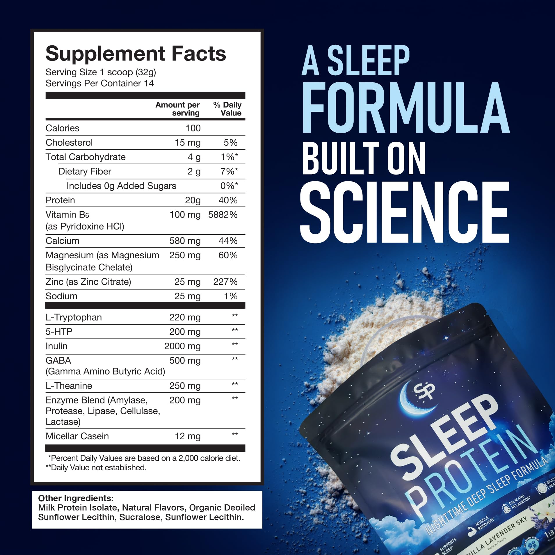 Sleep Protein magnésium glycinate – minéral bio-disponible favorisant le calme et le repos.