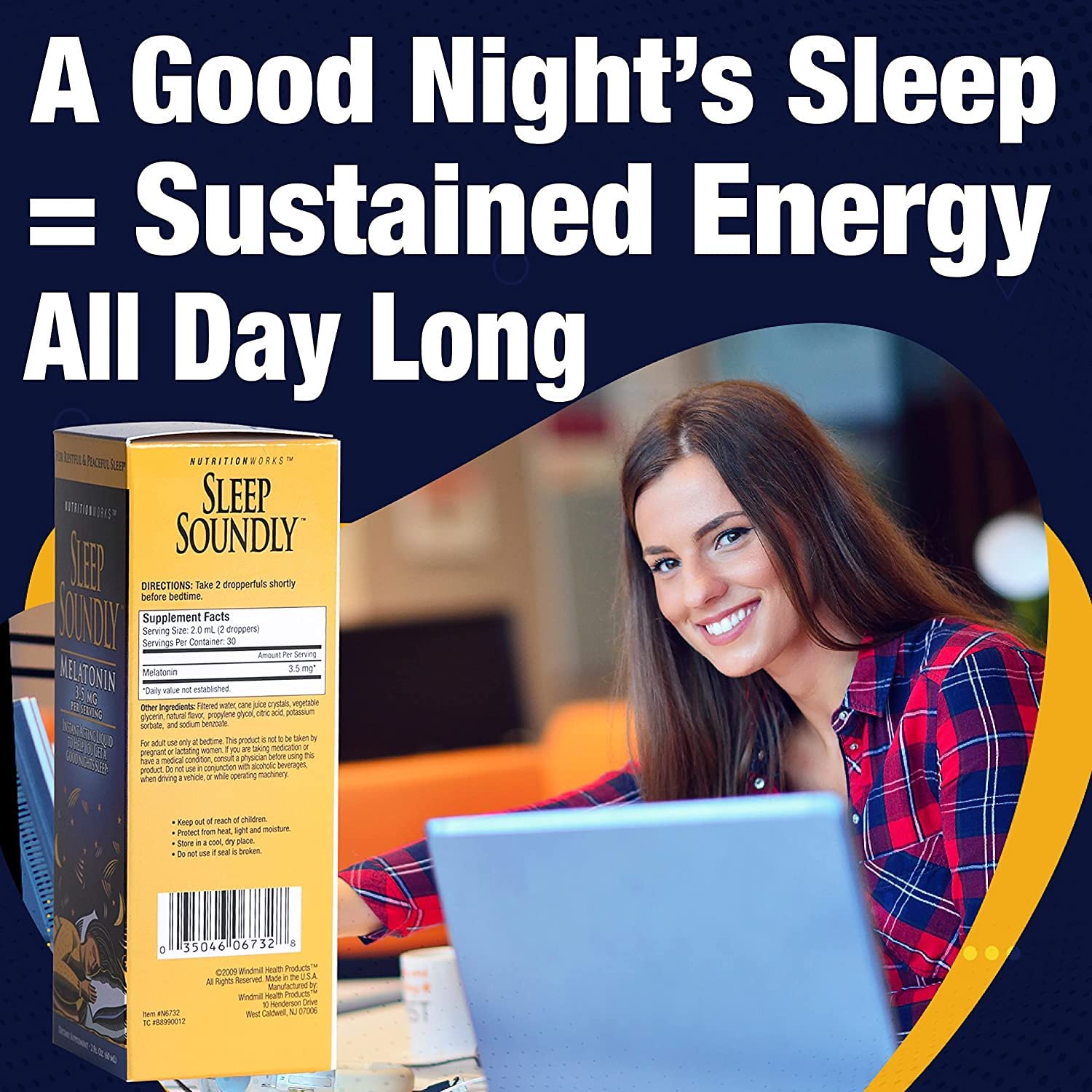 Sleep Soundly Mélatonine – format liquide avec absorption rapide.