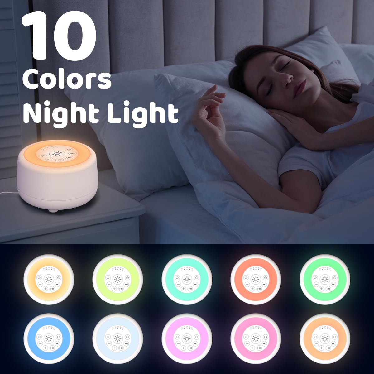 Sleepbox lumière nocturne multi couleurs crée une ambiance douce.