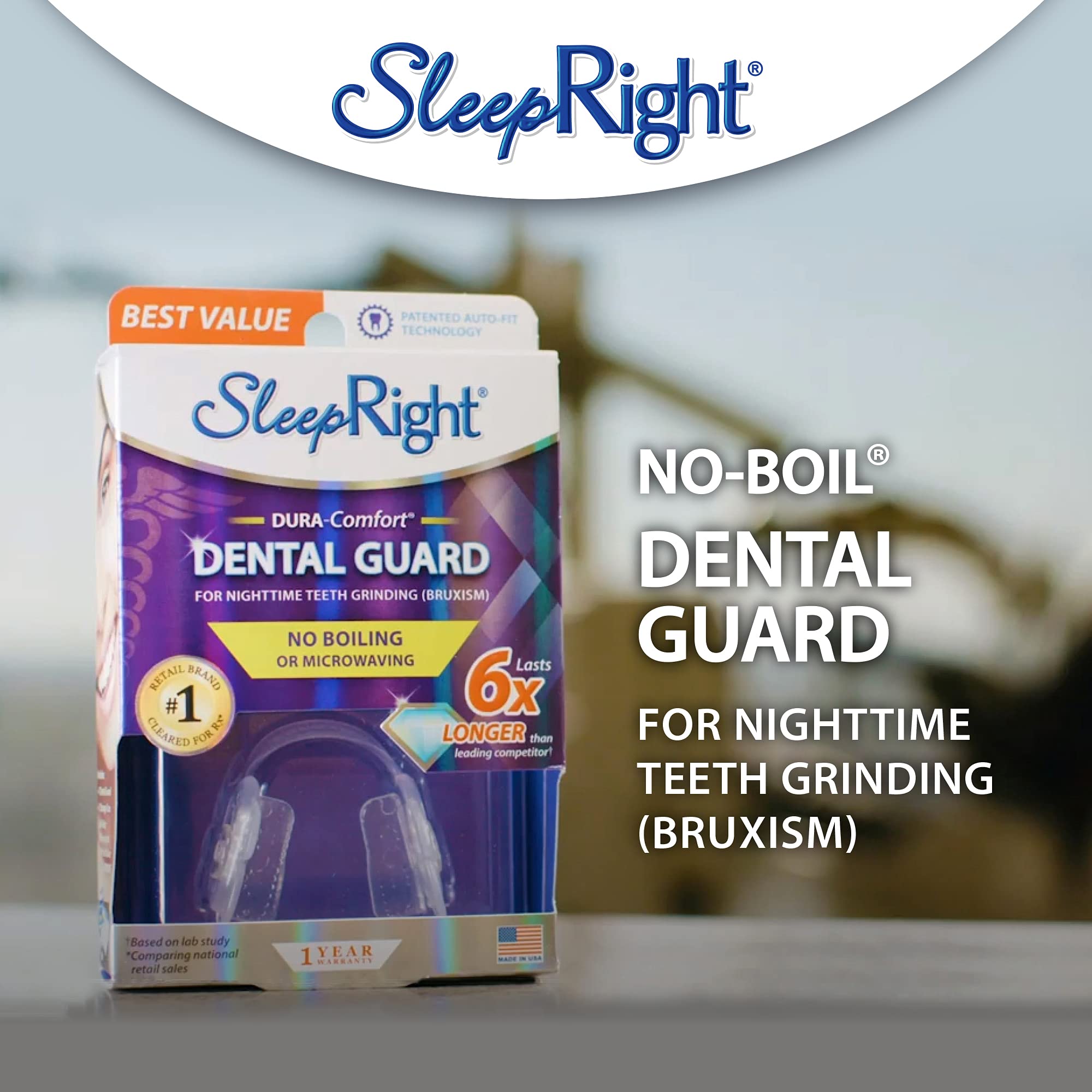 SleepRight Dura-Comfort garde-dentaire: ajustement confortable sans bouillir, pratique pour débutants.