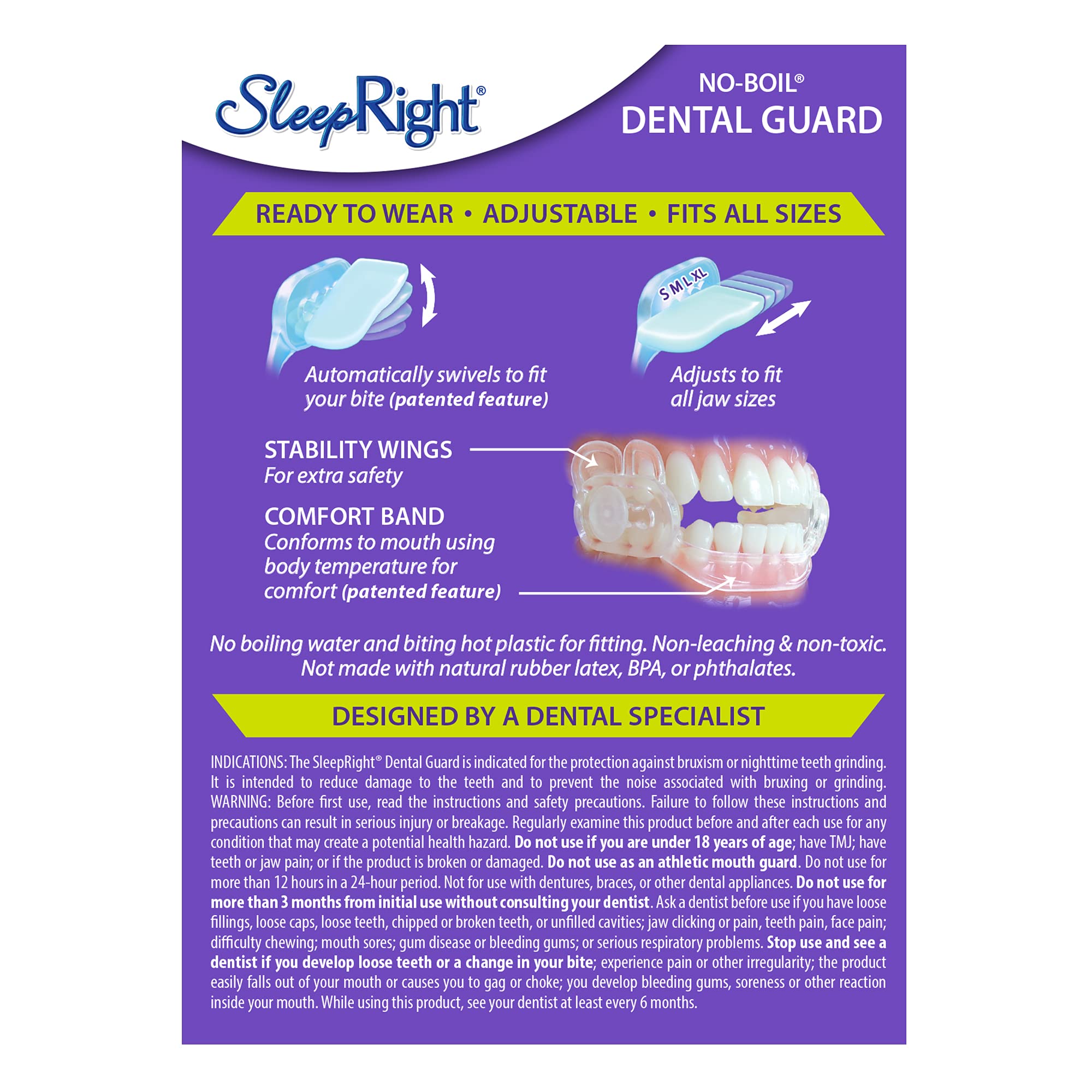 SleepRight Dura-Comfort garde-dentaire: pads de morsure résistants s'adaptant à votre morsure nocturne.