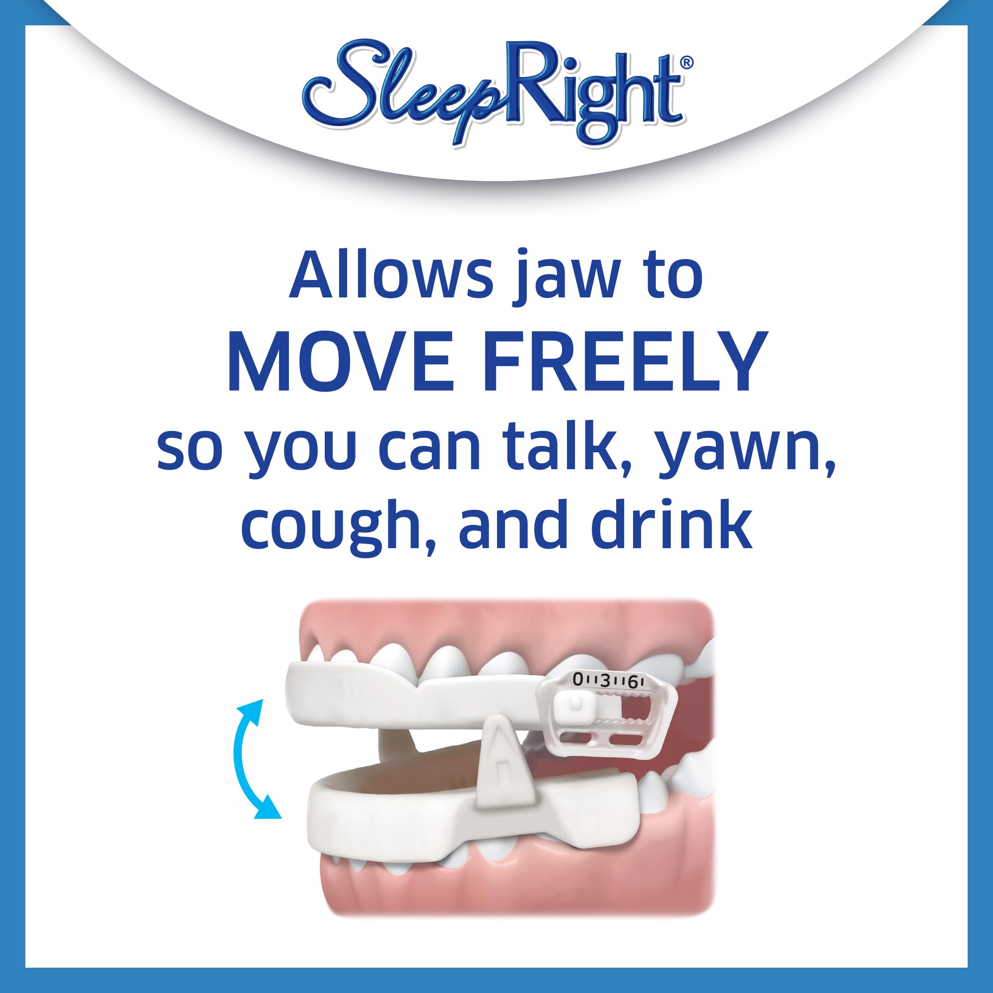 SleepRight Snore Aid, avance mandibulaire ajustable pour une position neutre.