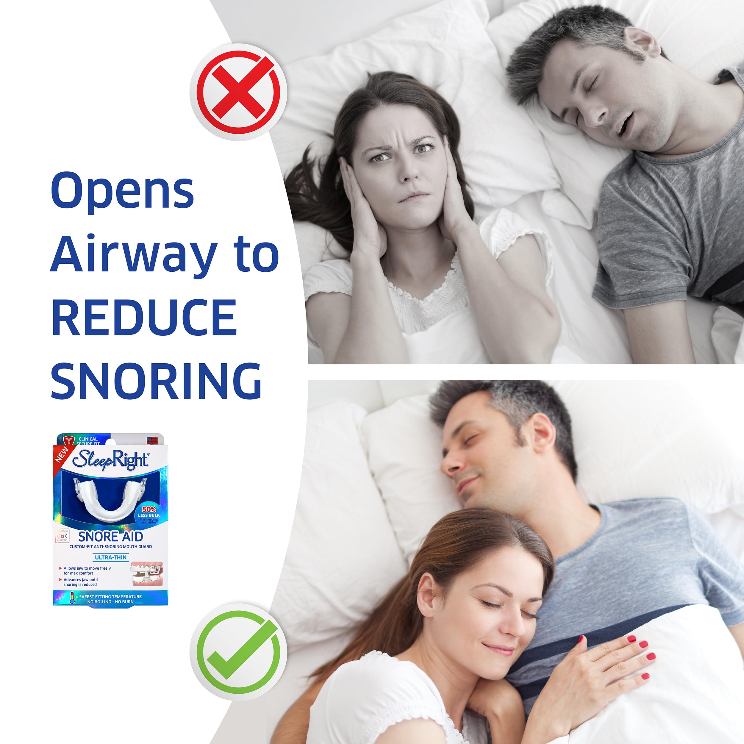 SleepRight Snore Aid Plus – sans outils, montage rapide.