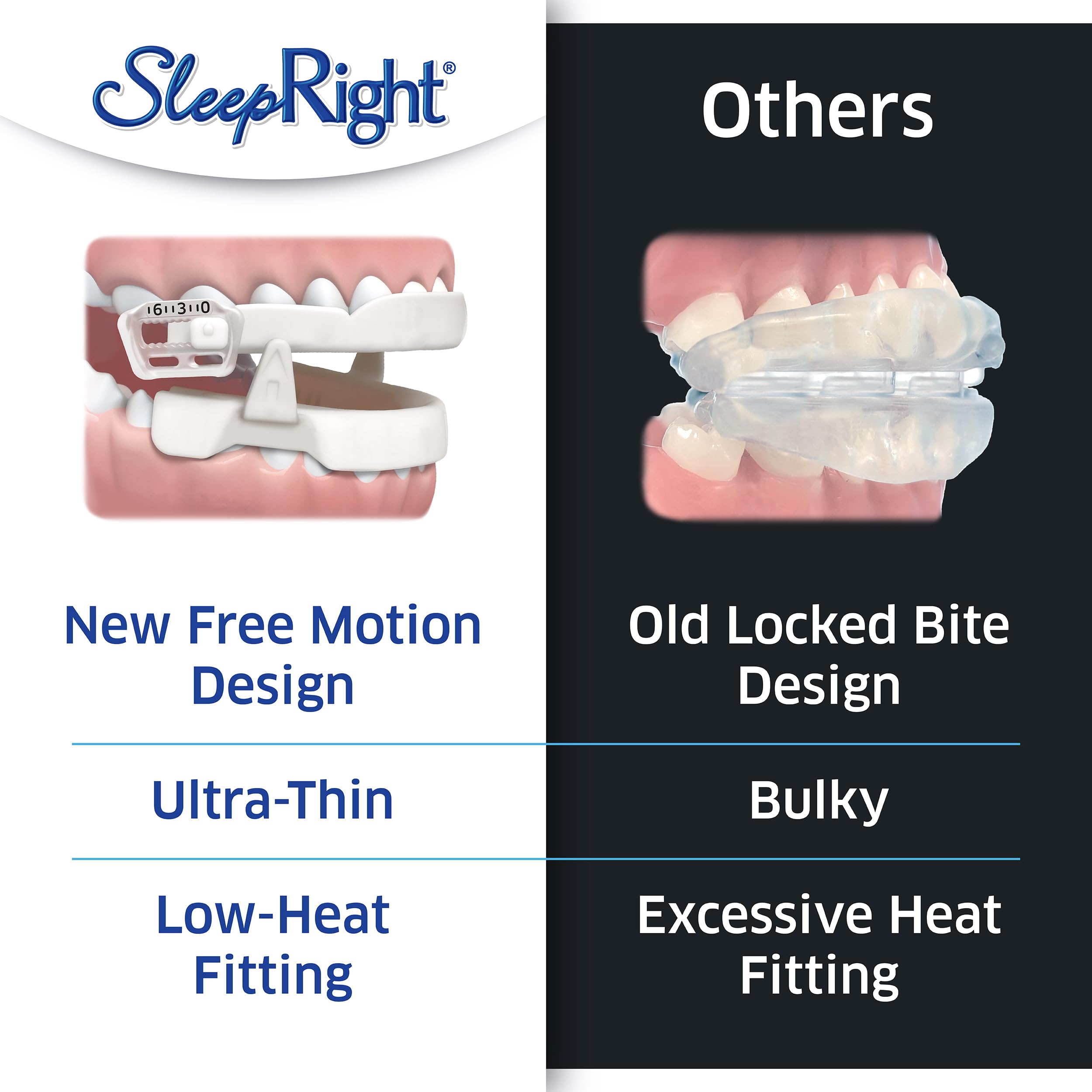 SleepRight Snore Aid, réglages prédéfinis pour un ajustement rapide.