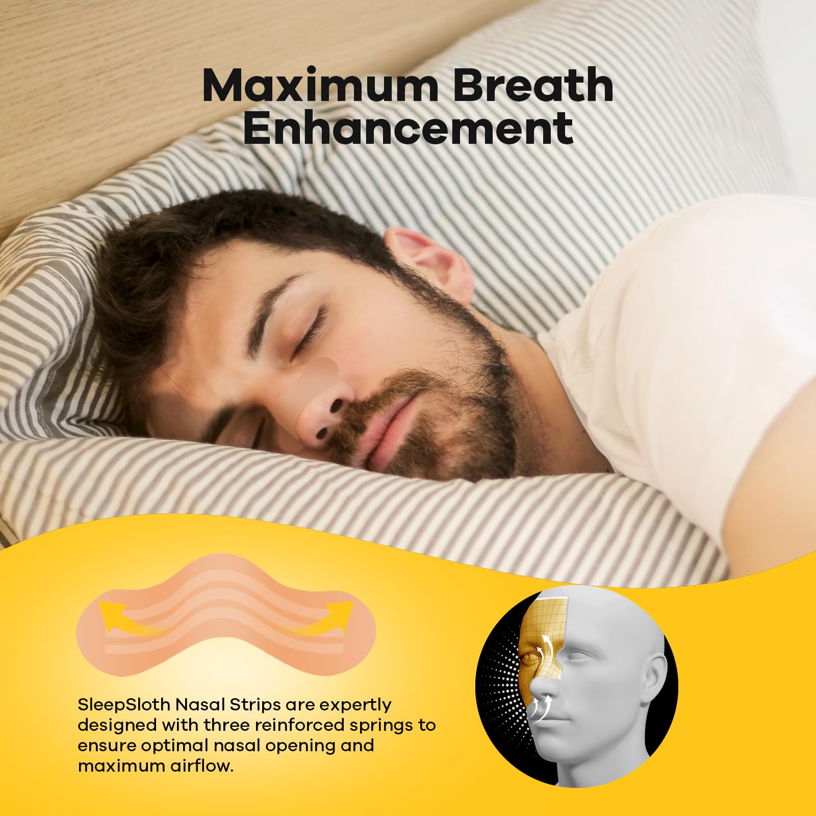 SleepSloth bandes nasales confort hypoallergénique adaptées à une peau sensible.