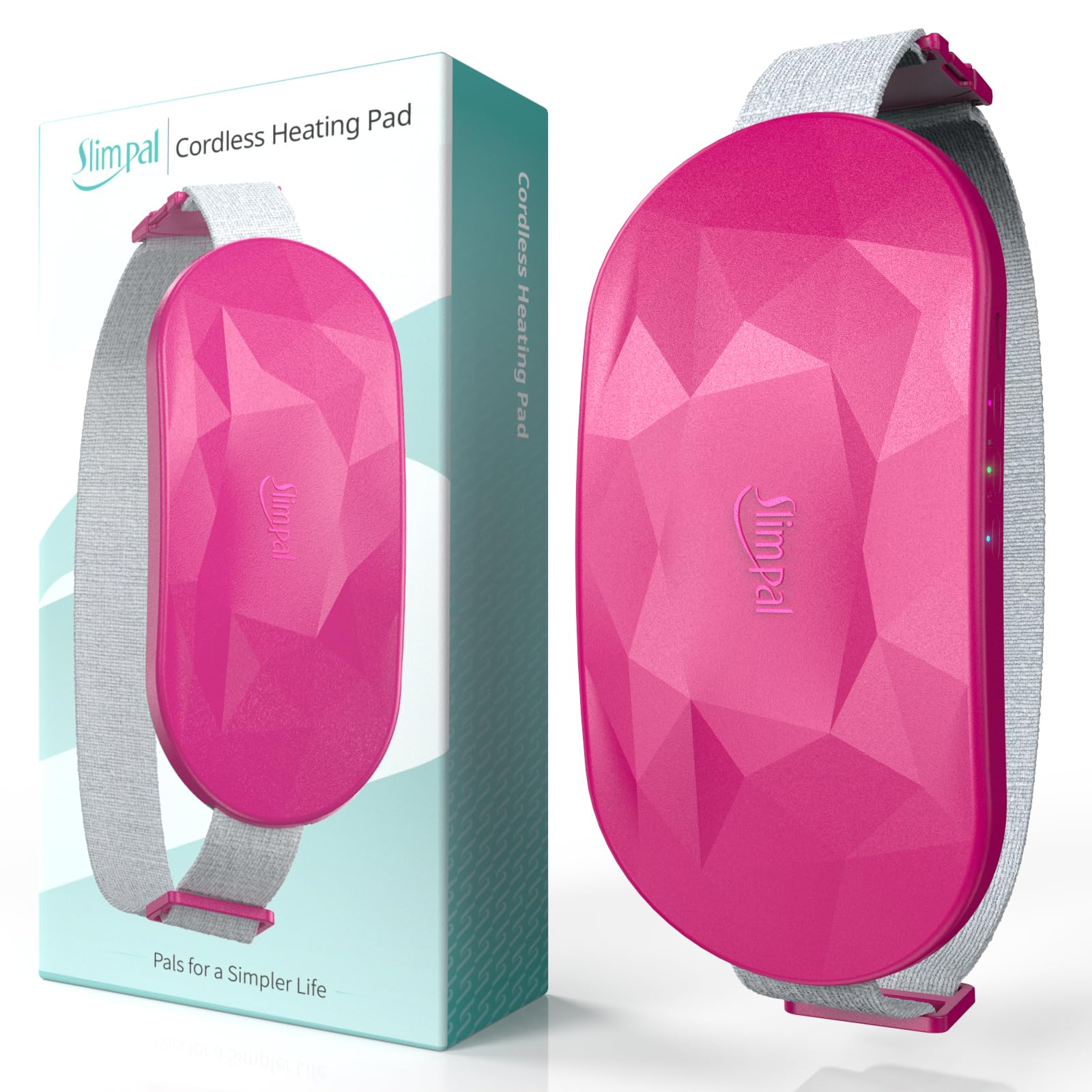 Slimpal ceinture chauffante portable en action, chaleur rapide et pratique pour les crampes menstruelles.