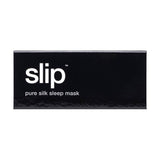 Détail doux du masque Slip en soie noire, soin de la peau et des cheveux.