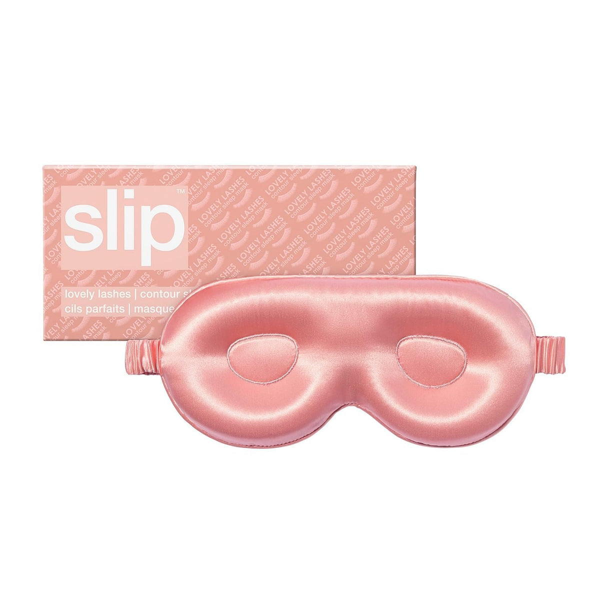 Masque Slip Rose posé sur table de nuit, pour des nuits plus calmes et profondes