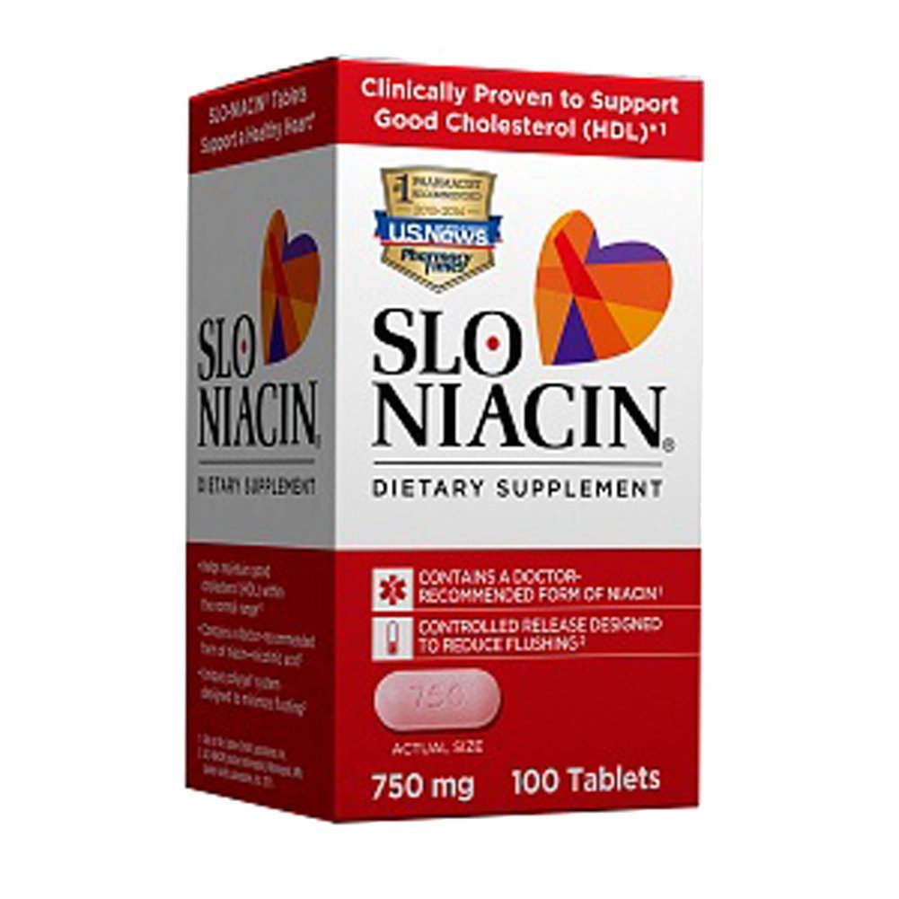 Slo-Niacin Polygel 750 mg, libération graduelle, soutien éventuel du HDL