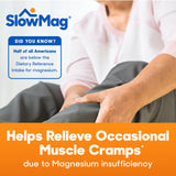 SlowMag comprimés bouteille : calcium ajouté pour les os et les fonctions neuromusculaires.