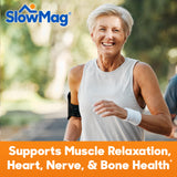SlowMag comprimés bouteille : aide potentielle des nerfs et du fonctionnement musculaire.