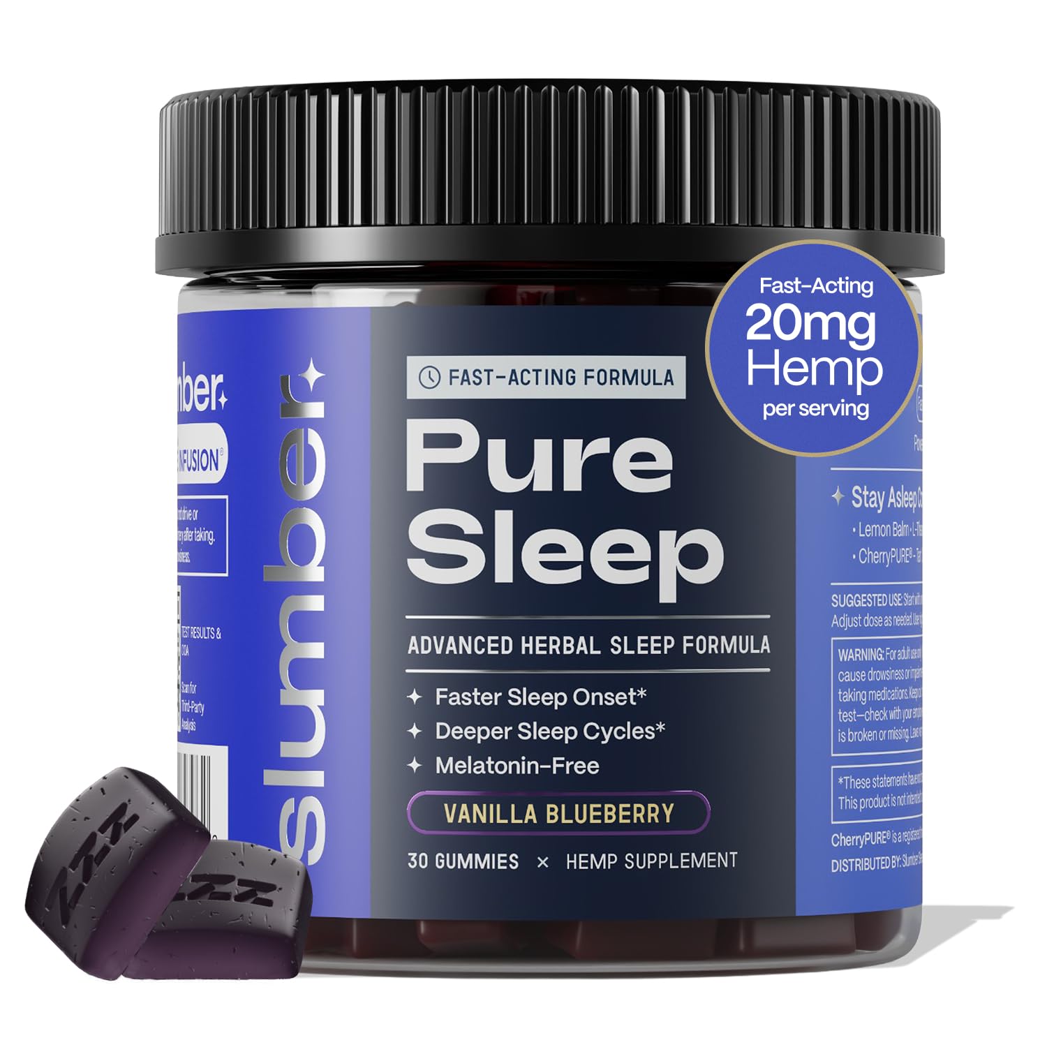 Slumber Pure Sleep bonbons gélifiés pris avant nuit pour relaxation rapide