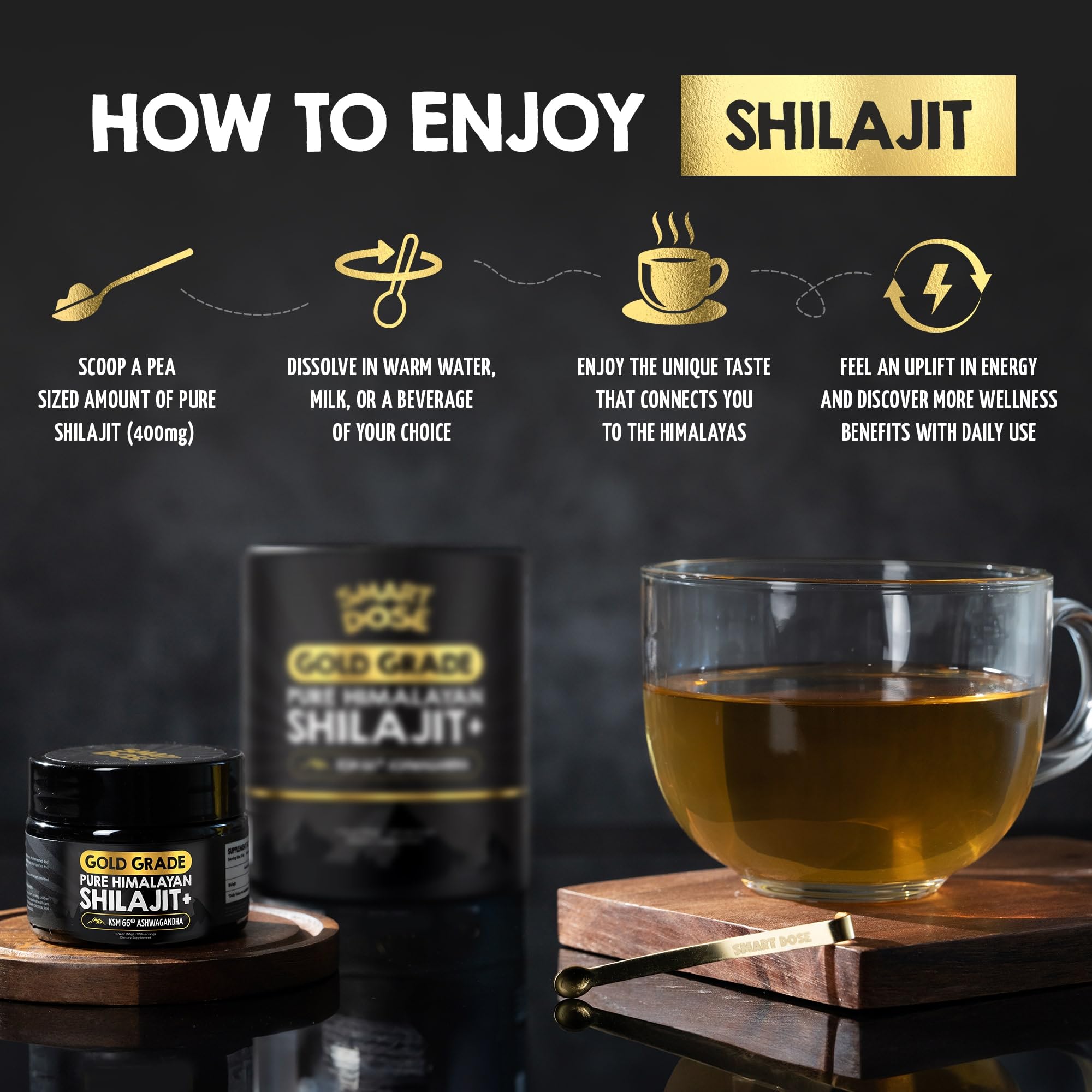 Smart Dose Shilajit d’origine Himalaya indien, traçabilité assurée.