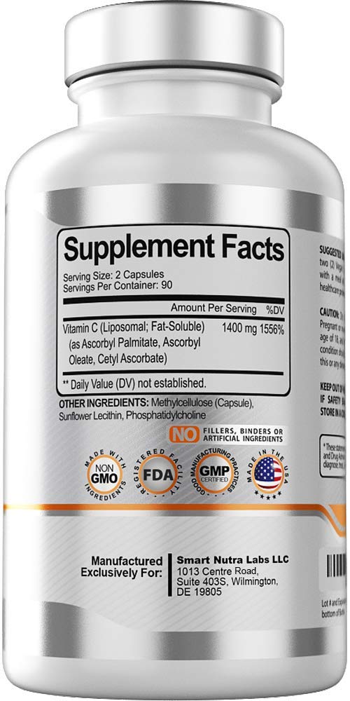 Capsules liposomales Smart Nutra Labs 1400mg : absorption élevée facilitée