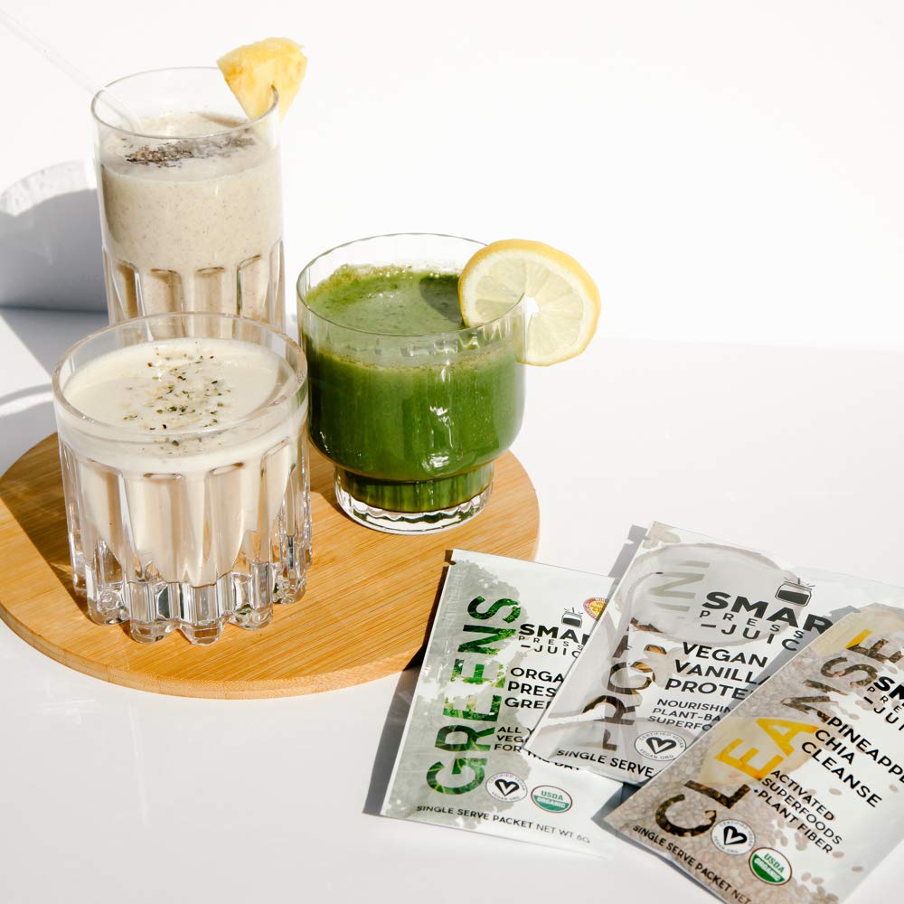 SMART Pressed greens-organiques-presse : mélange vert frais et nutriments essentiels.
