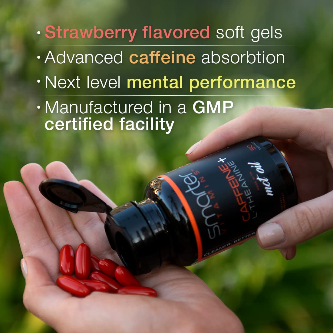 Gélules caféine et L-Theanine SmarterVitamins: focus équilibré sans jitter