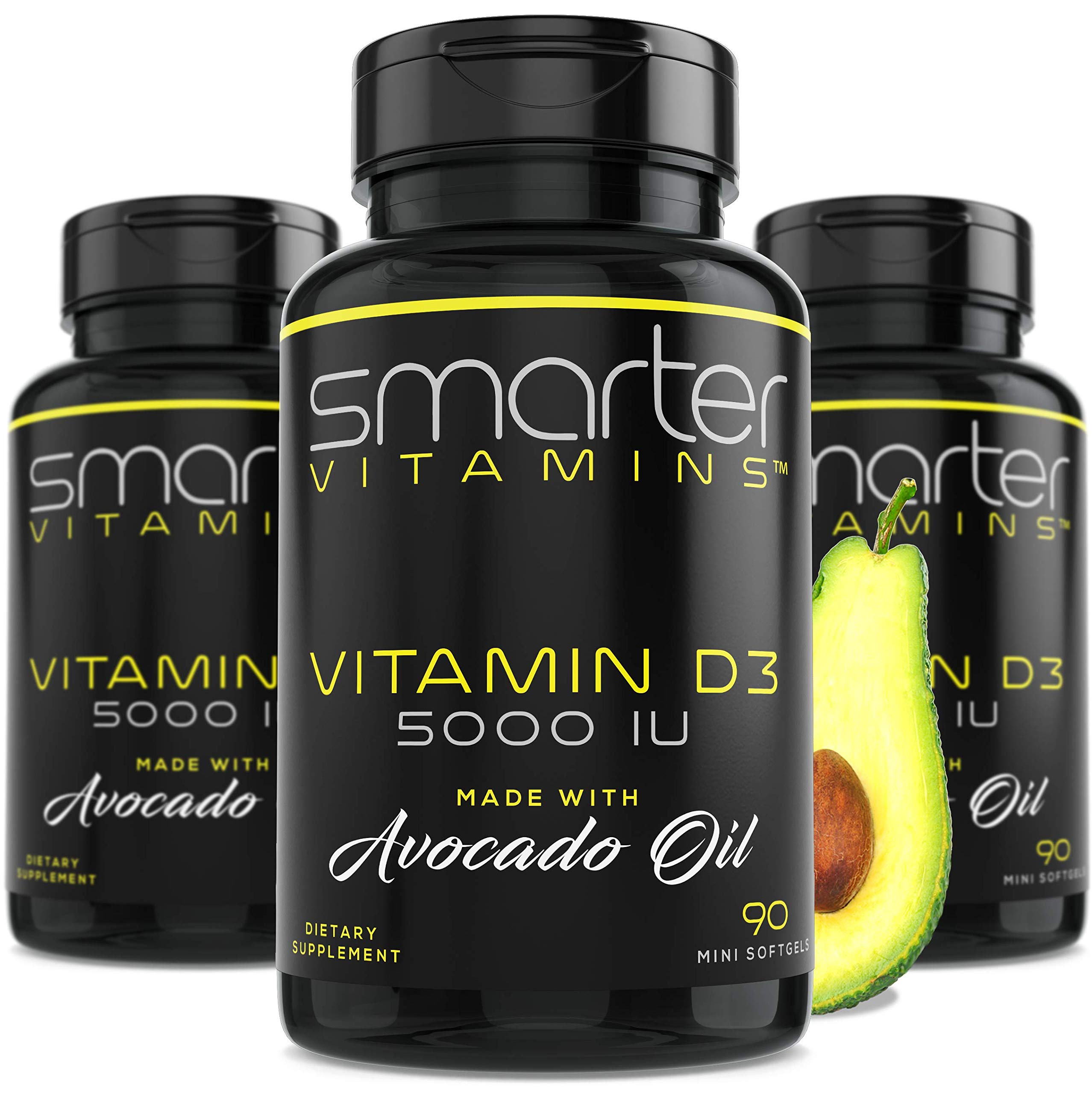 SmarterVitamins D3 5000UI dans huile d'avocat — soutien potentiel des os et des muscles.