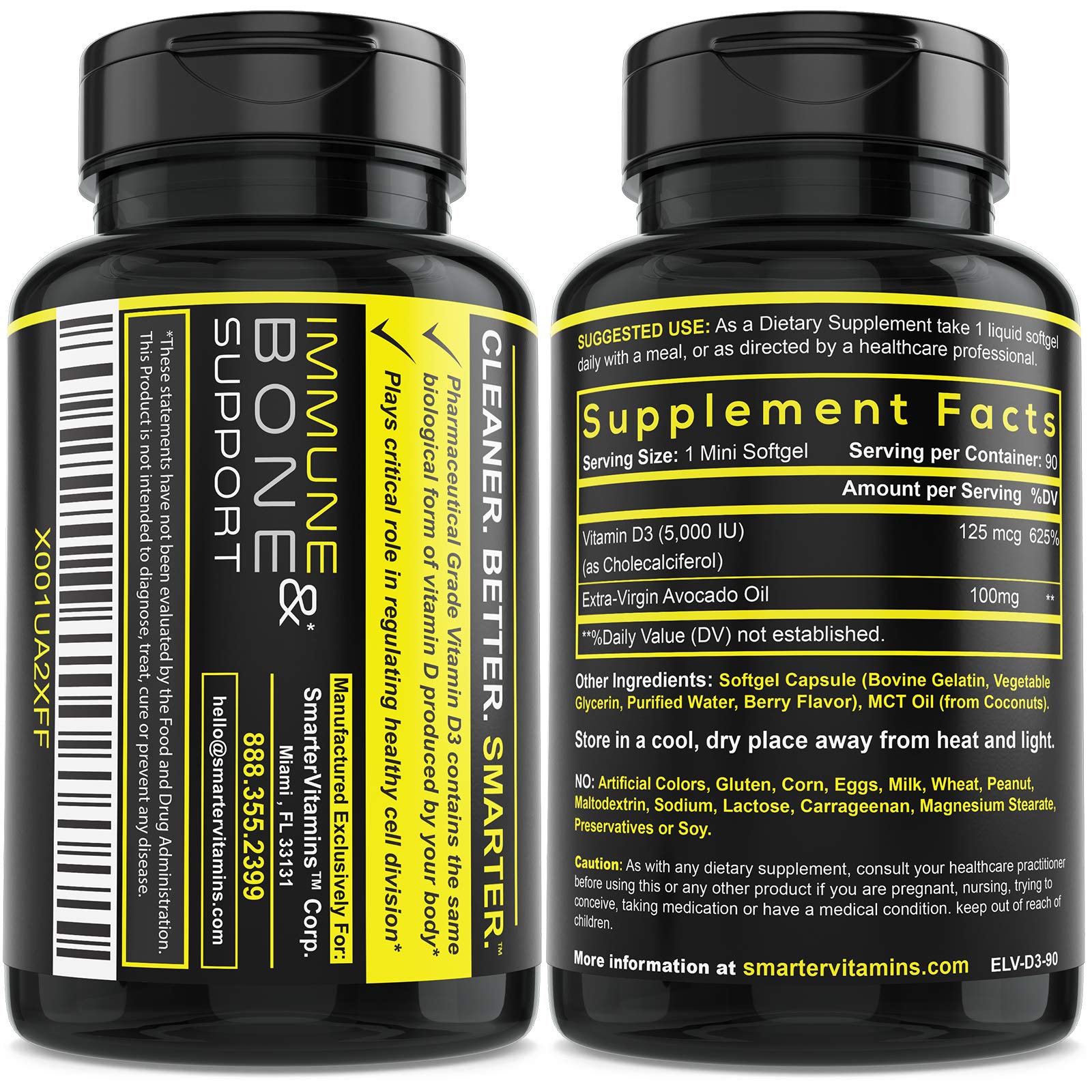 Mini-gélules SmarterVitamins D3 faciles à avaler, pratiques au quotidien.