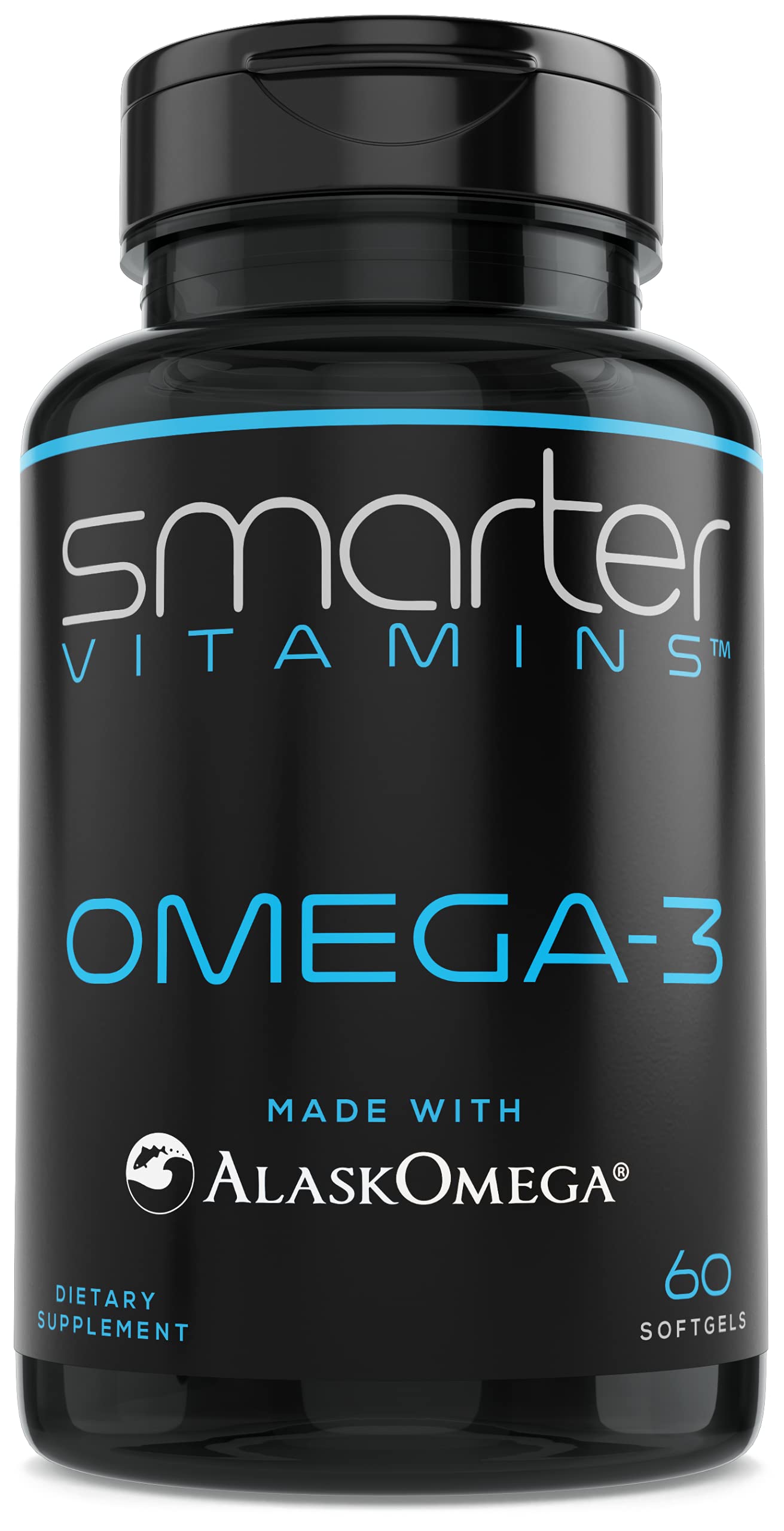 SmarterVitamins Omega3: bouteille de 60 gélules prête pour la routine quotidienne.
