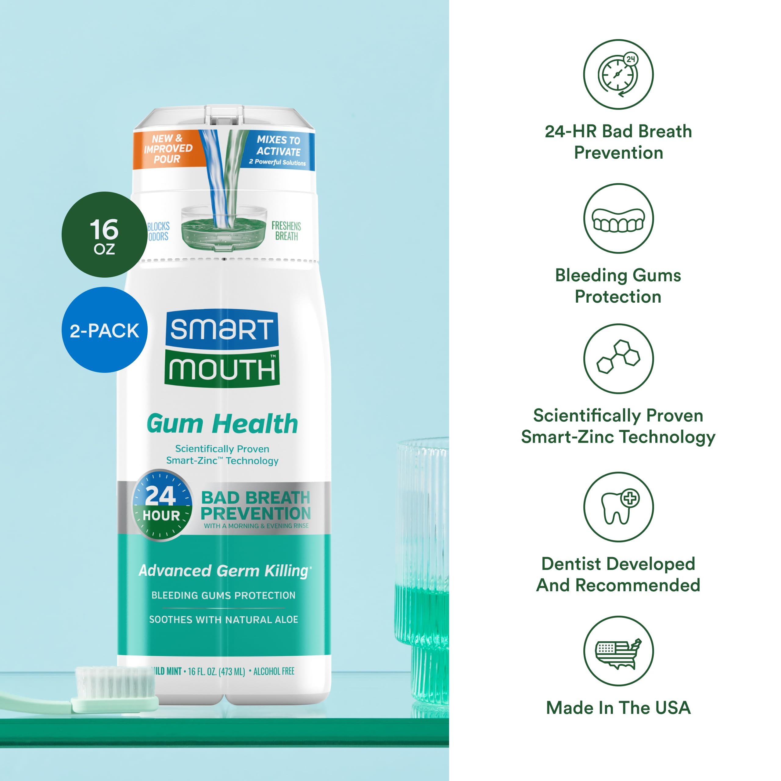 SmartMouth — rinçage au zinc actif et aloe pour douceur