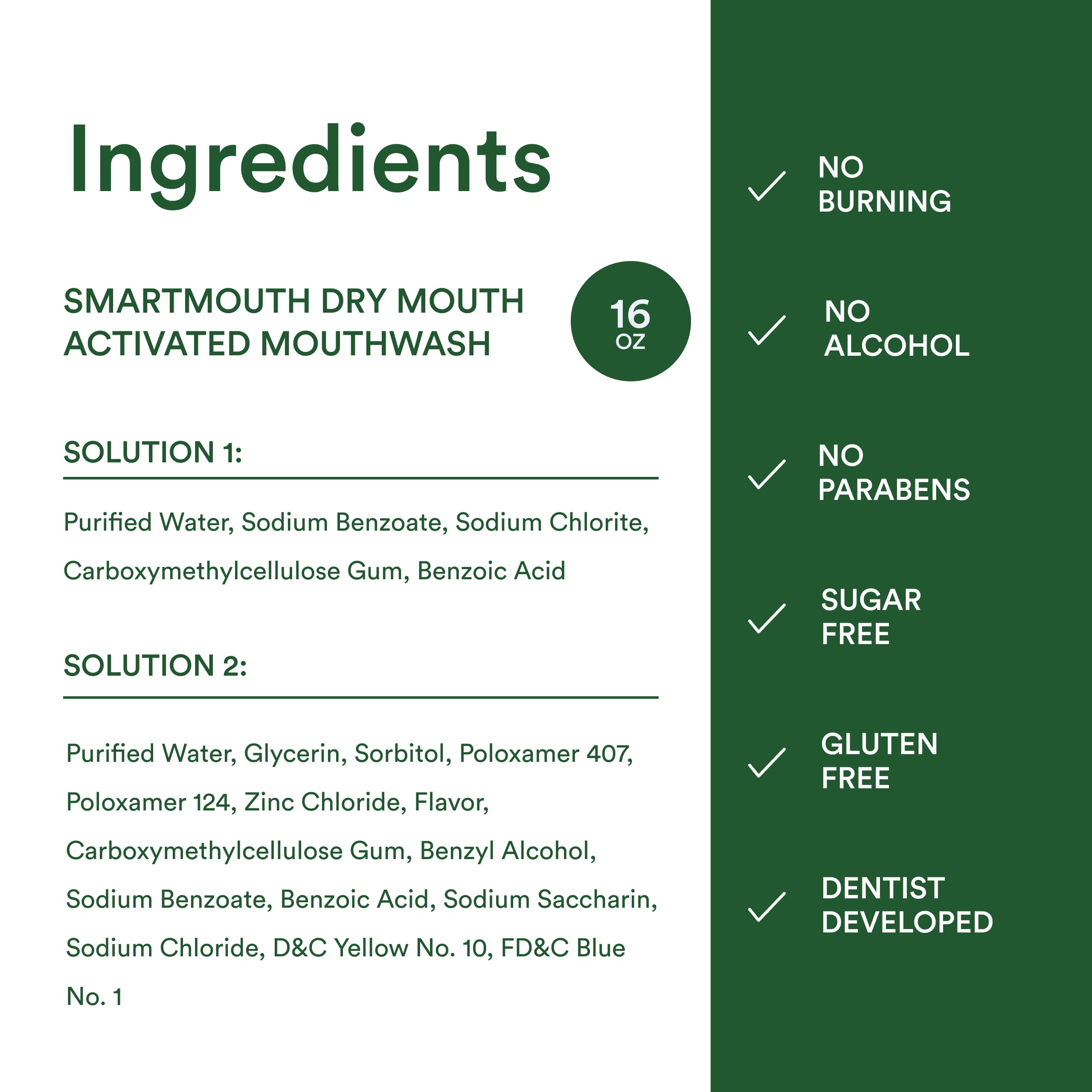 SmartMouth arôme menthe frais durable : fraîcheur tout au long de la journée.