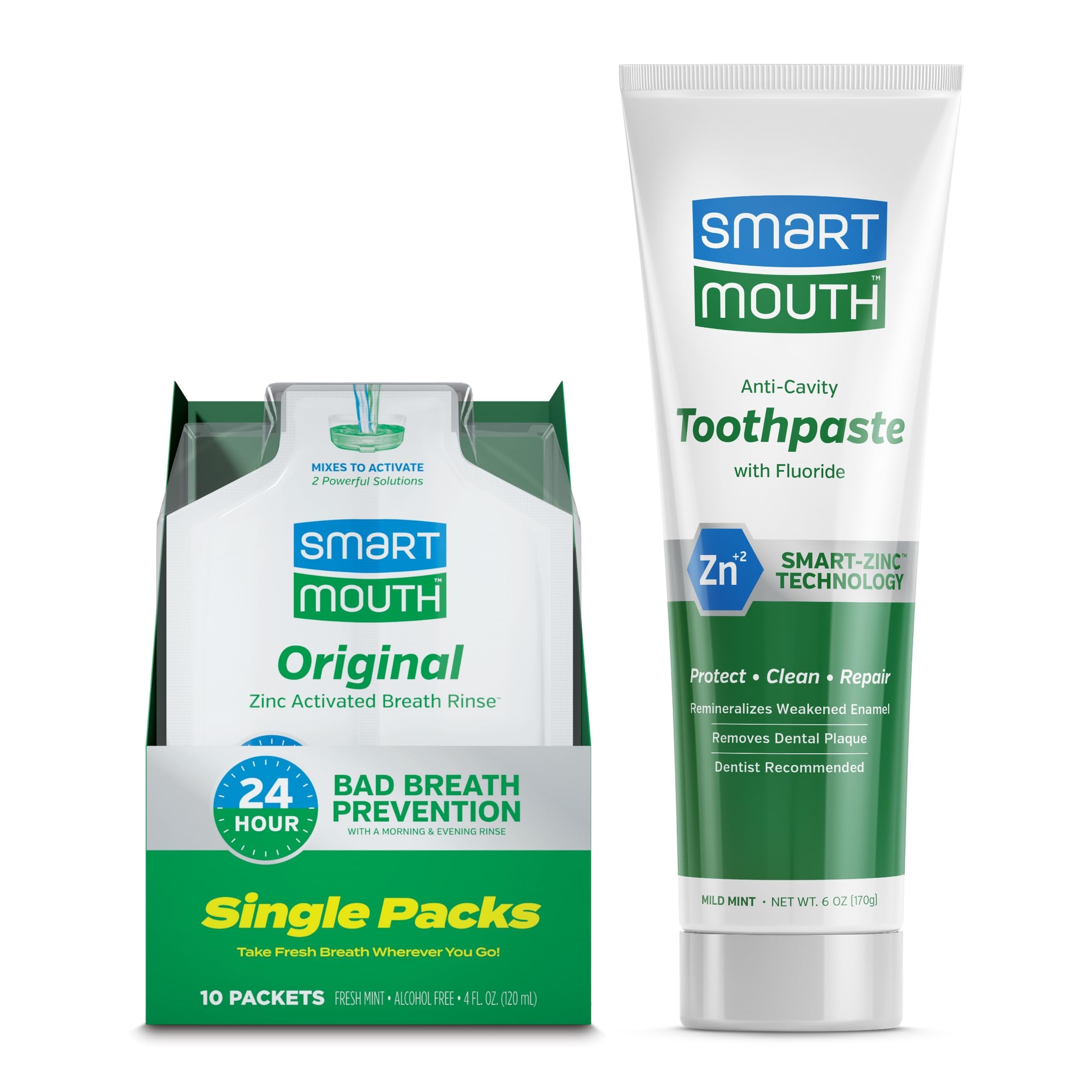 SmartMouth bain de bouche original sachets portables pour voyage et fraîcheur.