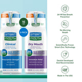Bain de bouche SmartMouth sans sucre et sans gluten, usage quotidien.