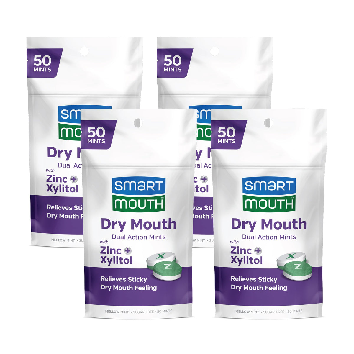 SmartMouth emballage 4-pack bonbons sans sucre haleine fraîche toute la journée