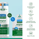 Bouteille SmartMouth sans alcool, utilisation douce en bouche.
