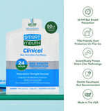 SmartMouth Clinical Rinse – sans alcool, rinçage agréable sans brûlure.
