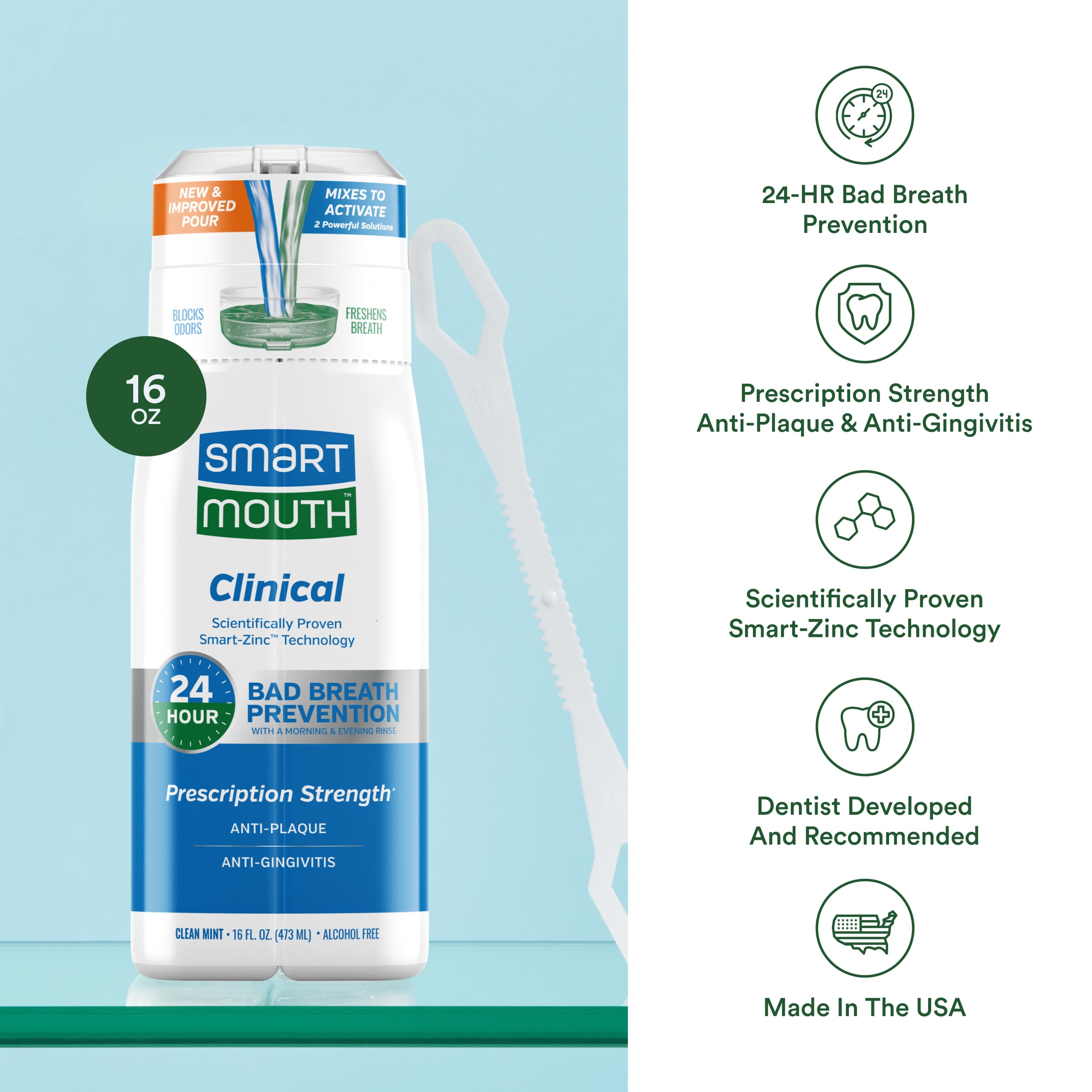 Flacon sans alcool SmartMouth DDS pour rinçage doux et confortable