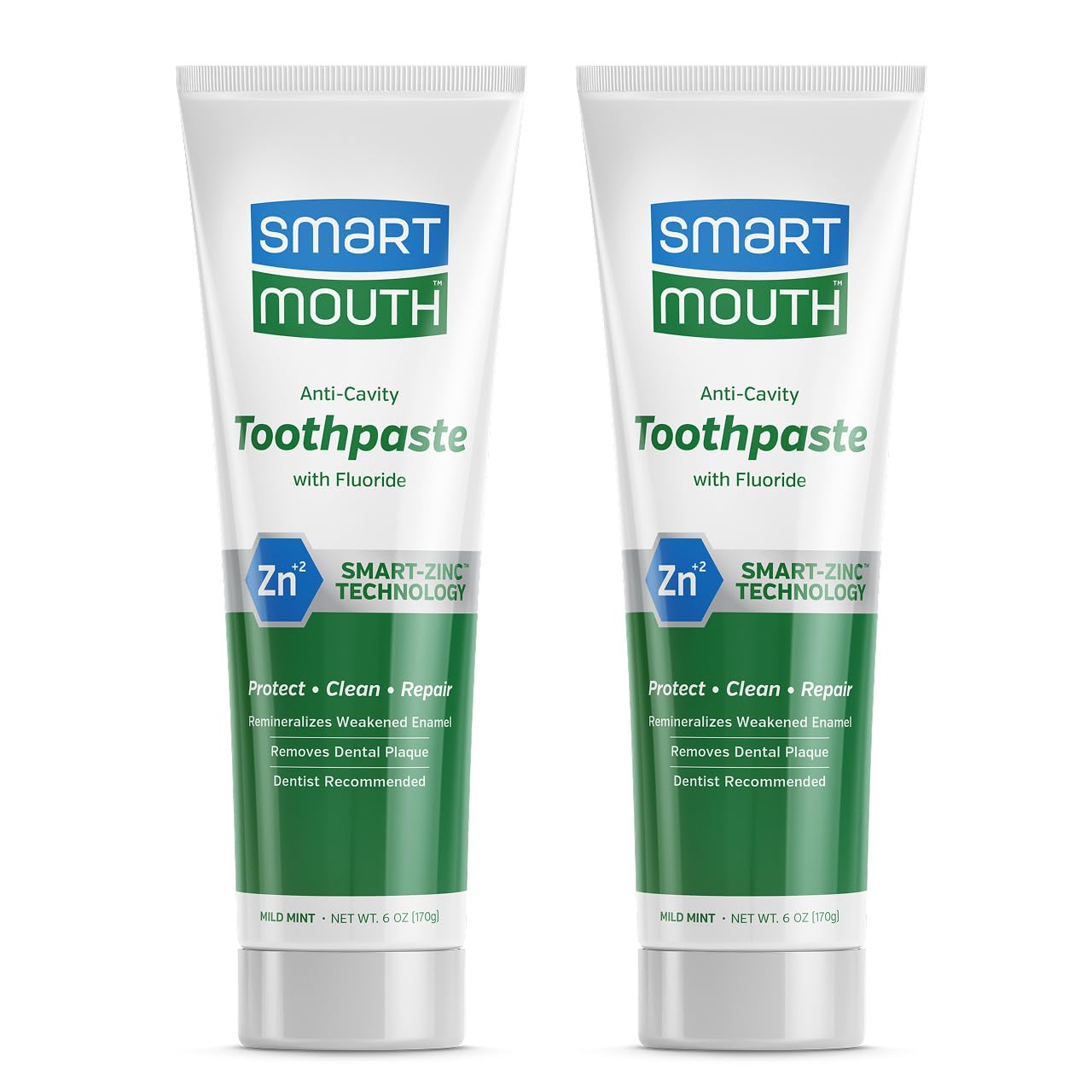 SmartMouth Dentifrice Premium Zinc Ion montrant le blanchiment doux du produit