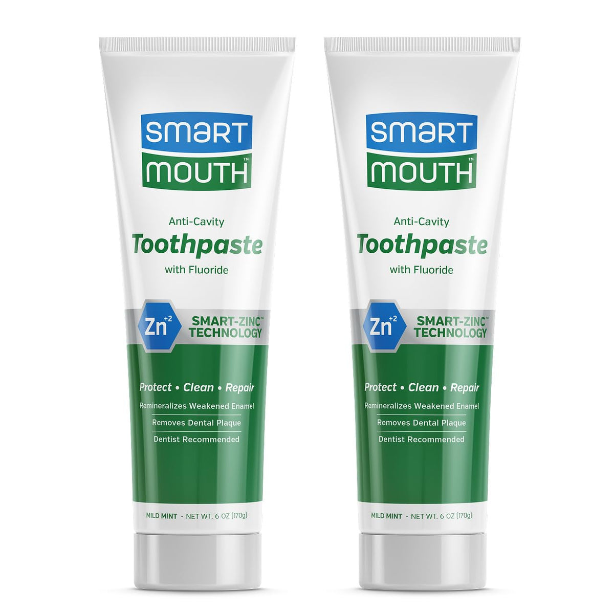 SmartMouth Dentifrice Premium Zinc Ion montrant le blanchiment doux du produit