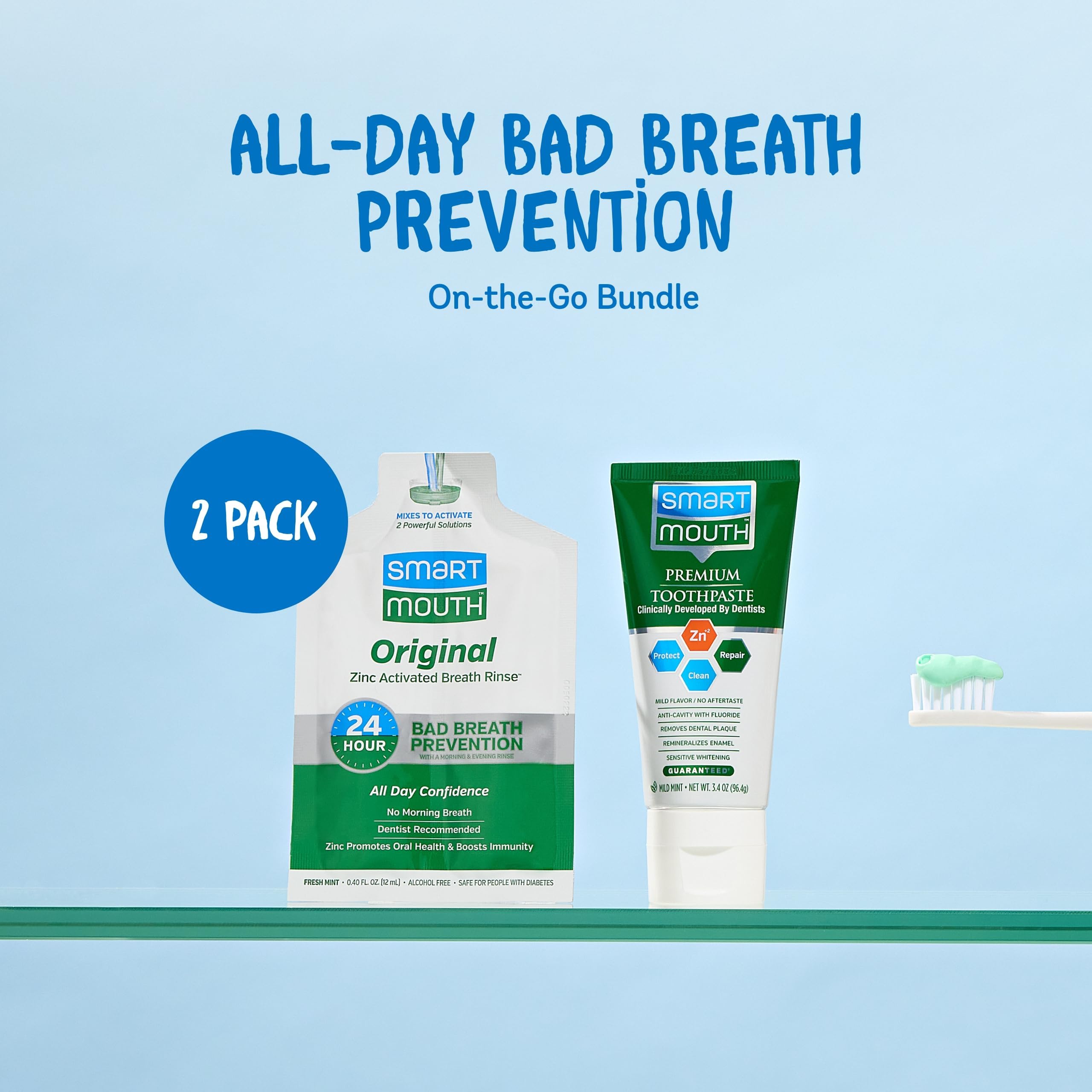 SmartMouth dentifrice voyage premium tube nettoyage efficace en déplacement
