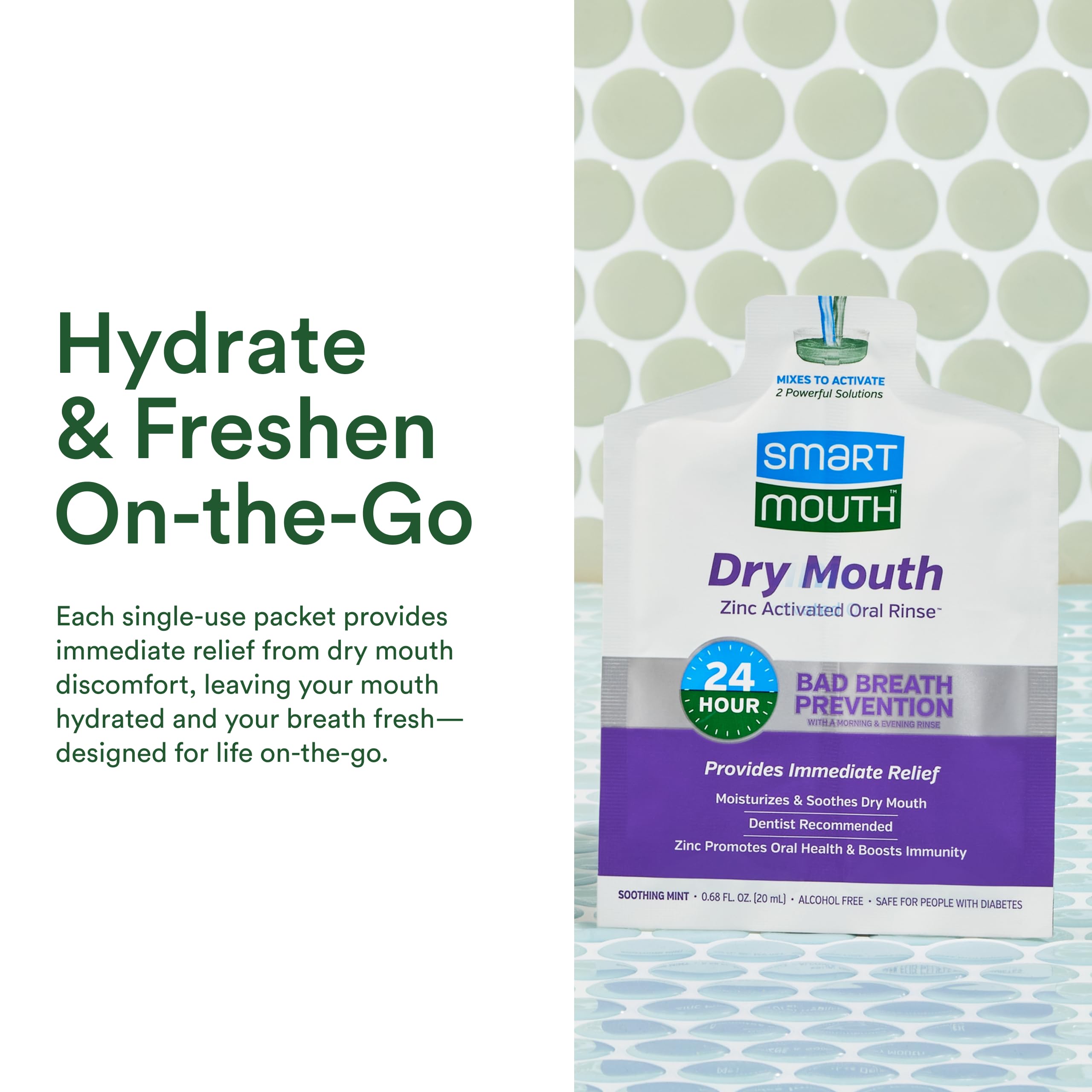 Goût menthe frais et durable de SmartMouth.