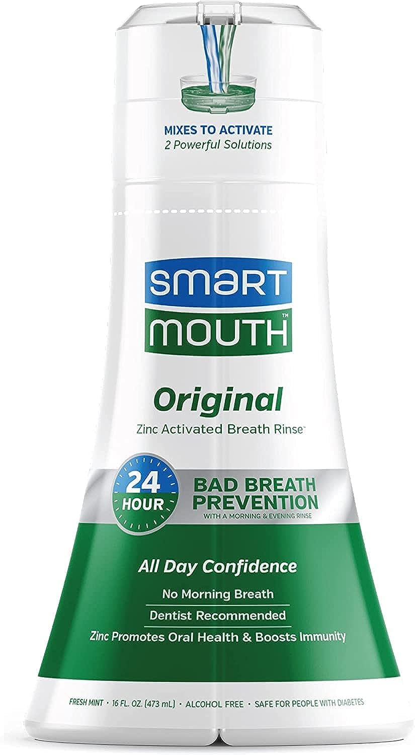 SmartMouth Original Zinc rince-bouche, goût menthe frais et agréable.